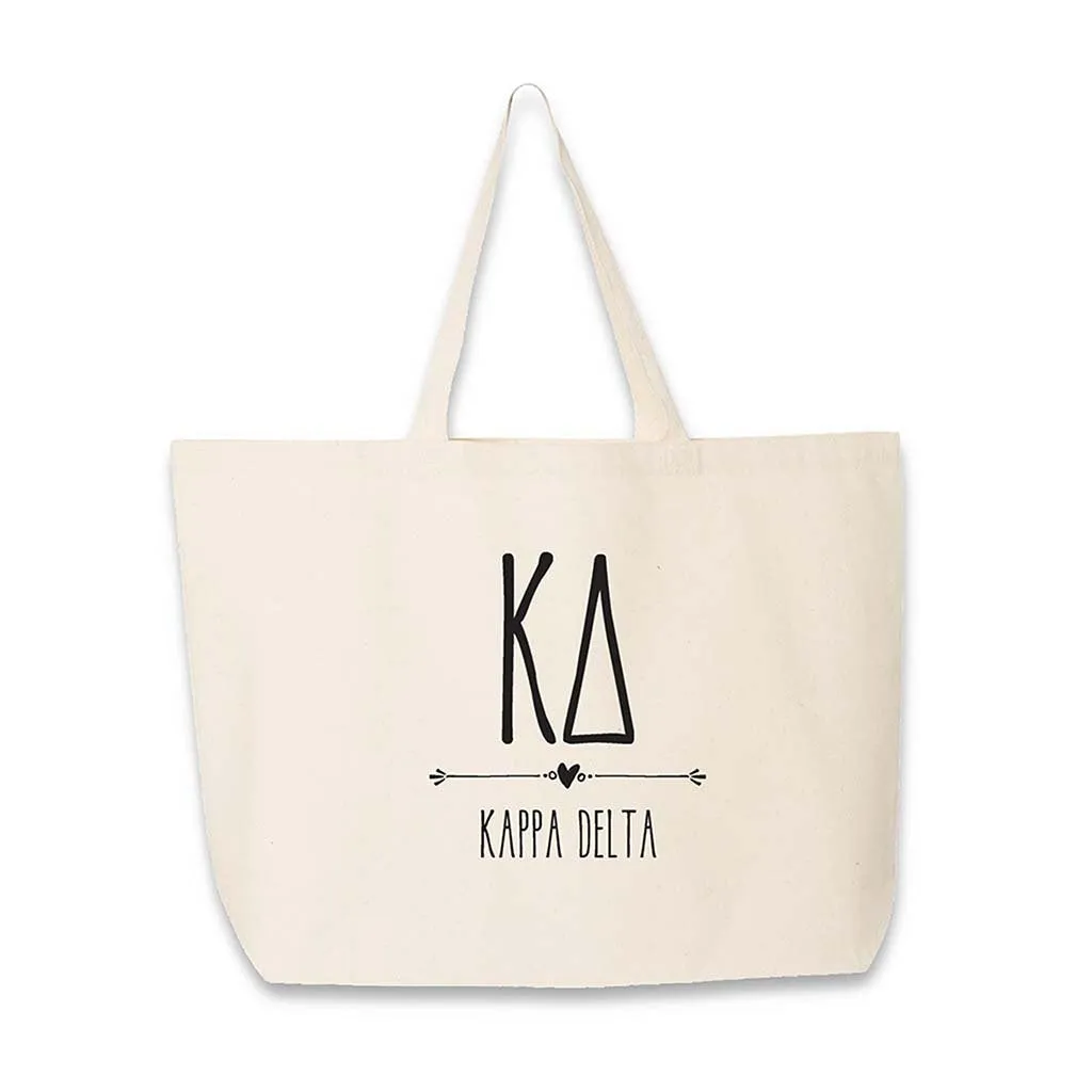 Sorority Greek Letters and Name Printed on a Canvas Tote Bag