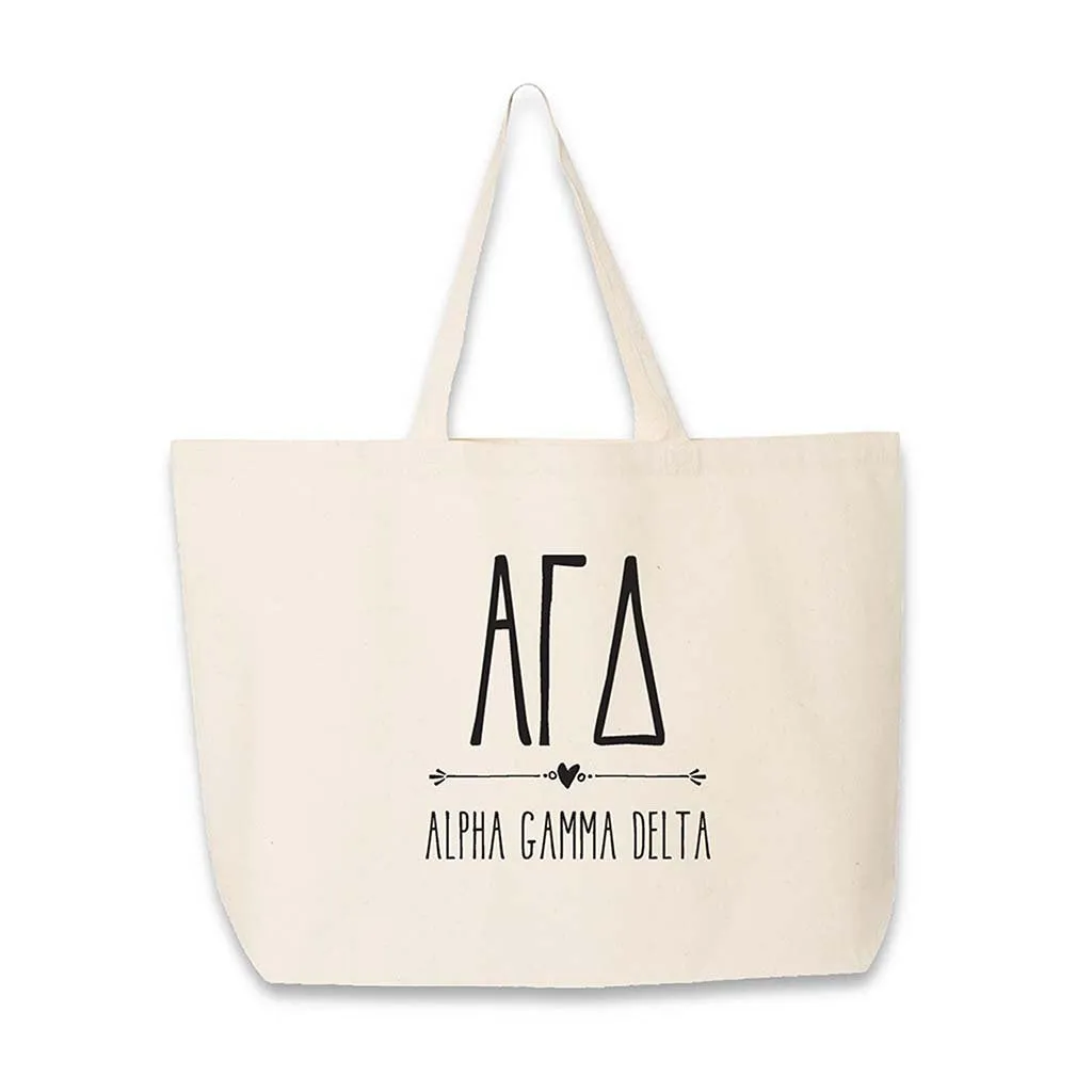 Sorority Greek Letters and Name Printed on a Canvas Tote Bag