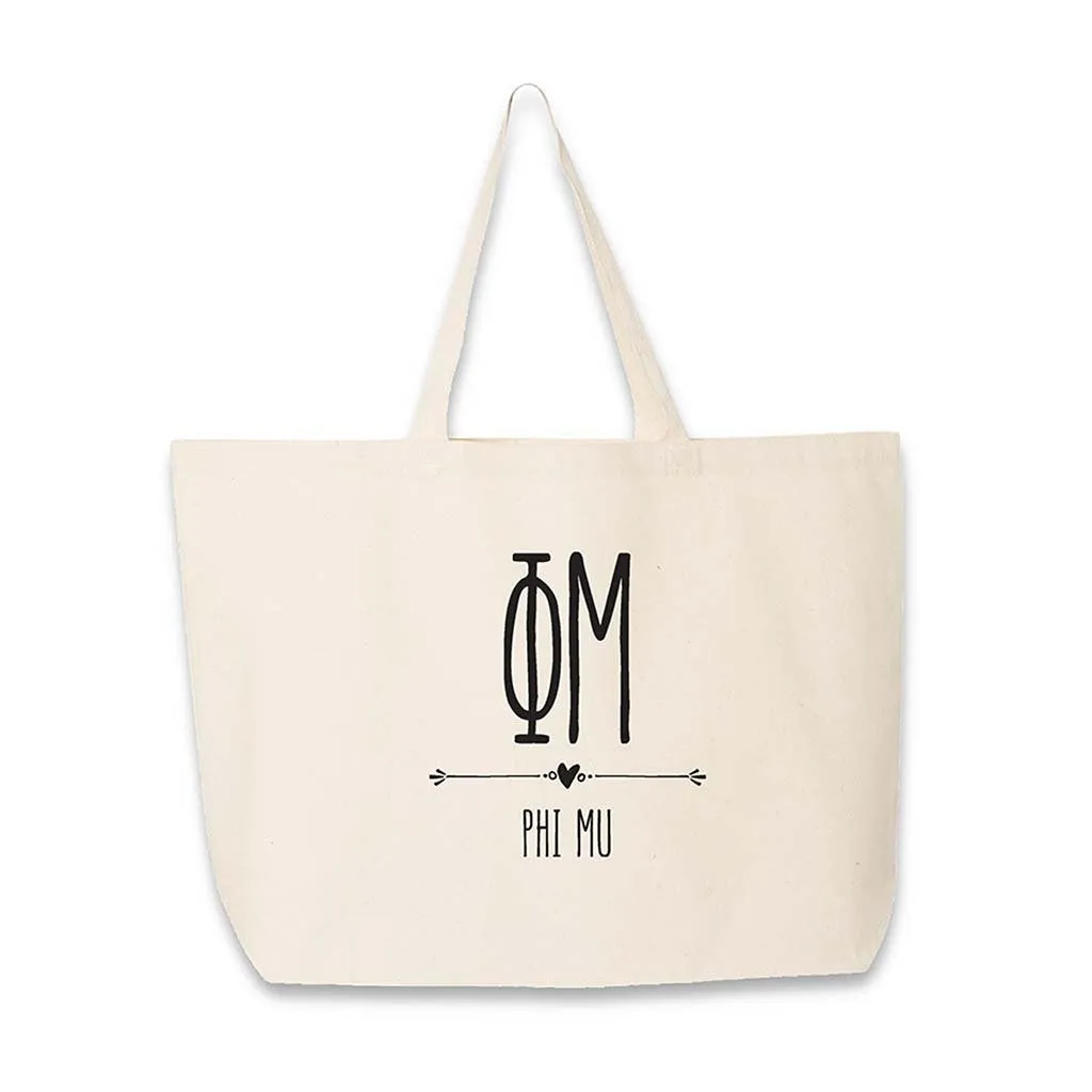 Sorority Greek Letters and Name Printed on a Canvas Tote Bag
