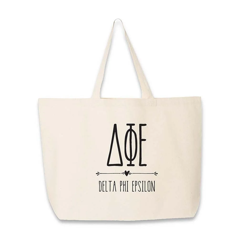 Sorority Greek Letters and Name Printed on a Canvas Tote Bag