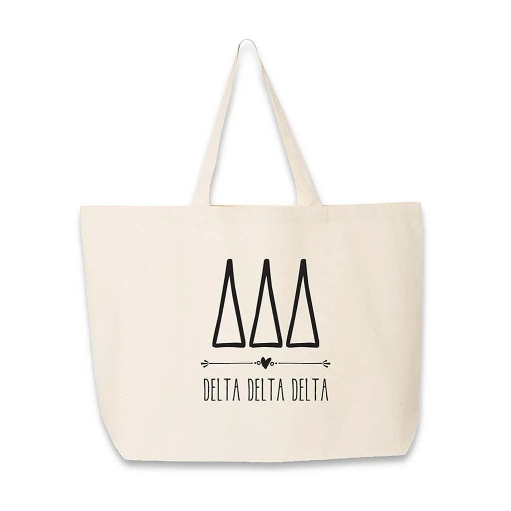 Sorority Greek Letters and Name Printed on a Canvas Tote Bag