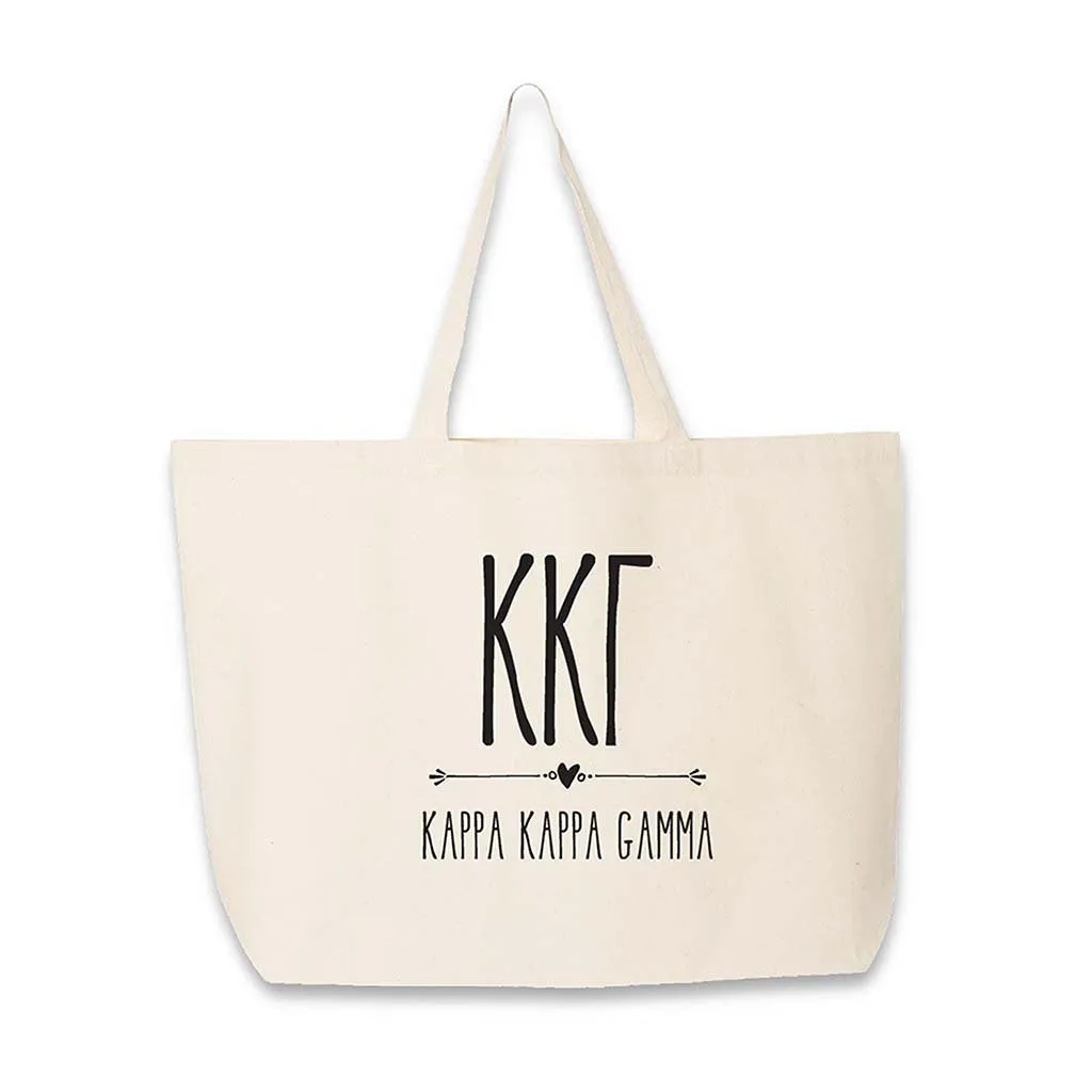 Sorority Greek Letters and Name Printed on a Canvas Tote Bag