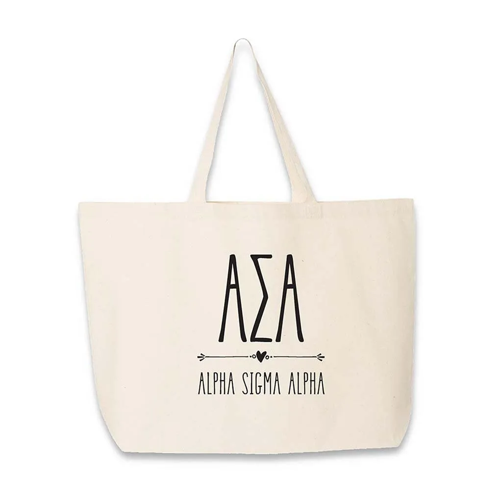 Sorority Greek Letters and Name Printed on a Canvas Tote Bag