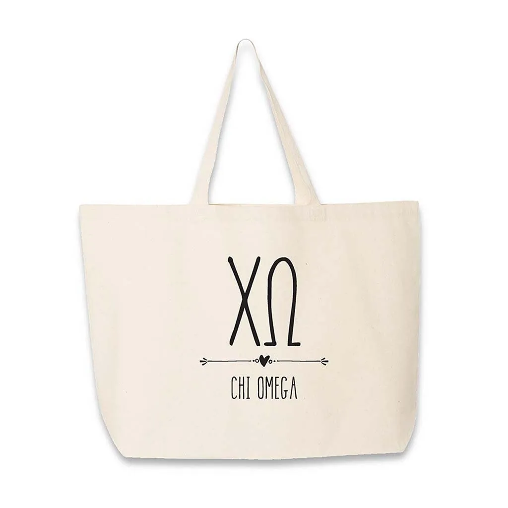 Sorority Greek Letters and Name Printed on a Canvas Tote Bag