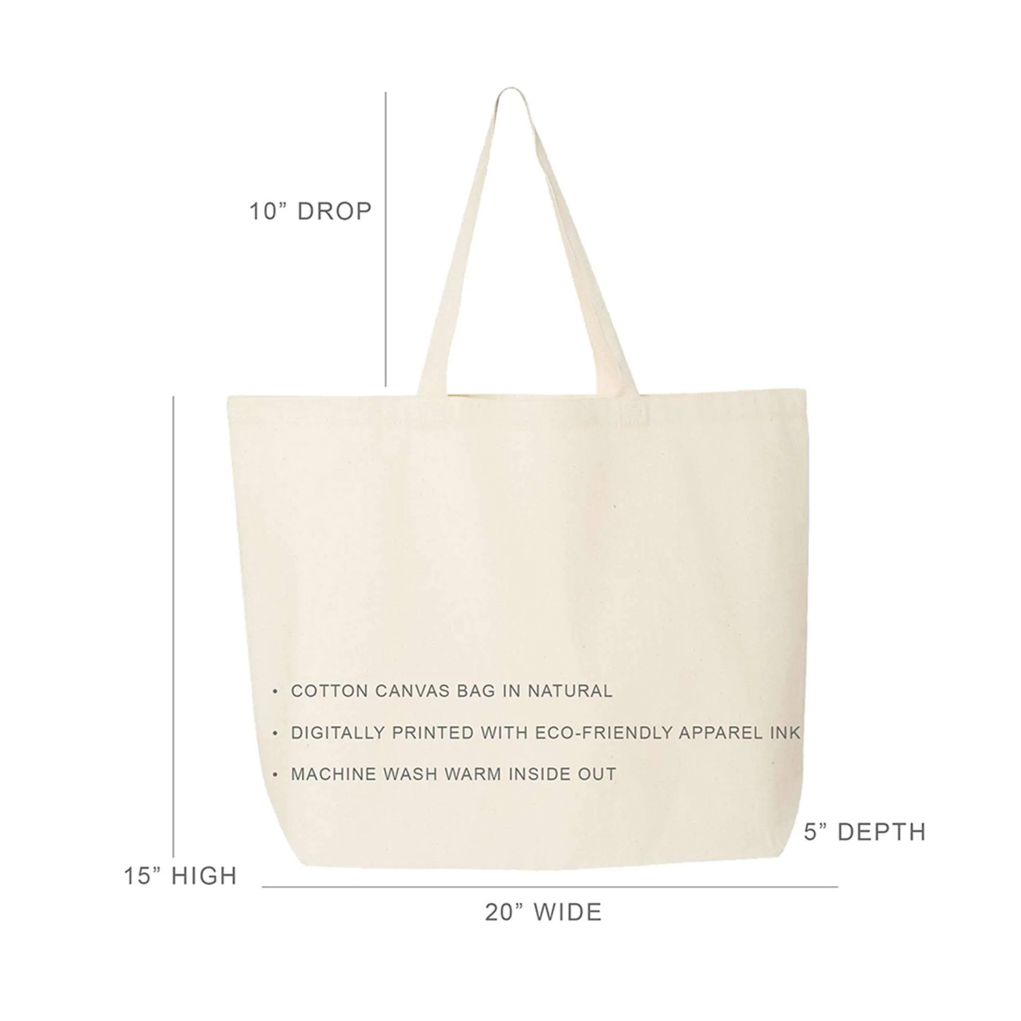Sorority Greek Letters and Name Printed on a Canvas Tote Bag