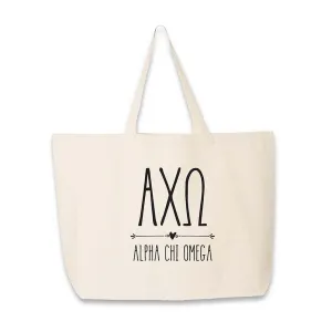 Sorority Greek Letters and Name Printed on a Canvas Tote Bag