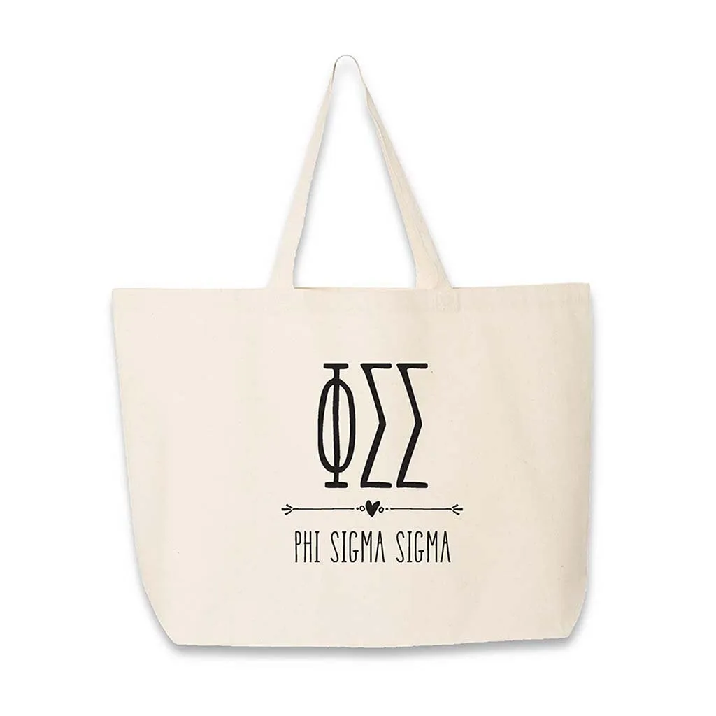 Sorority Greek Letters and Name Printed on a Canvas Tote Bag