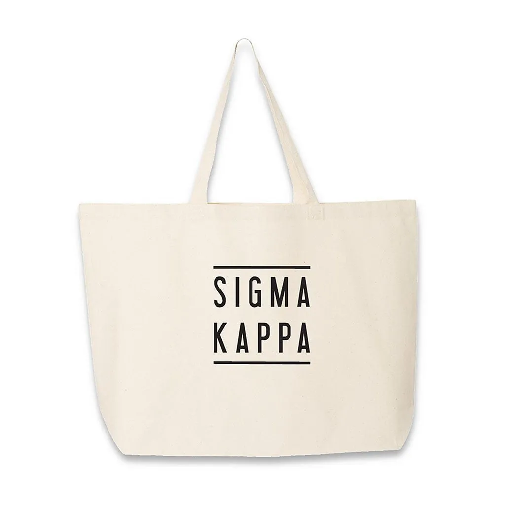 Sorority Name Printed on Cotton Canvas Tote Bag
