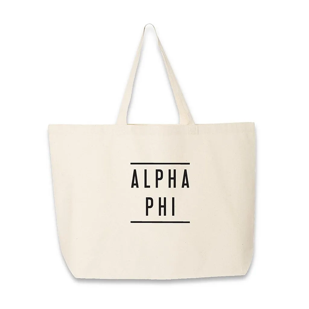 Sorority Name Printed on Cotton Canvas Tote Bag