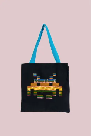 Space Invader Kente Ankara Tote Bag