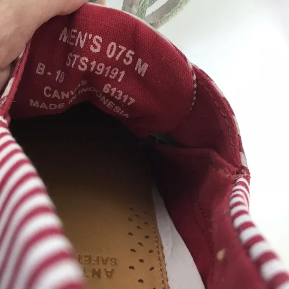Sperry Leather 3-Eye Boat Shoe Red Gingham  7.5