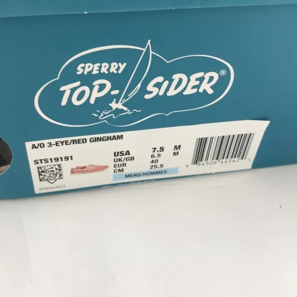 Sperry Leather 3-Eye Boat Shoe Red Gingham  7.5
