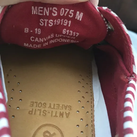 Sperry Leather 3-Eye Boat Shoe Red Gingham  7.5