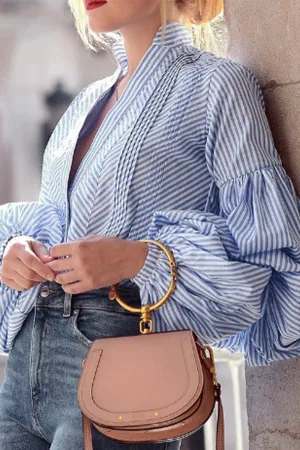 Sportswear Striped Patchwork V Neck Tops