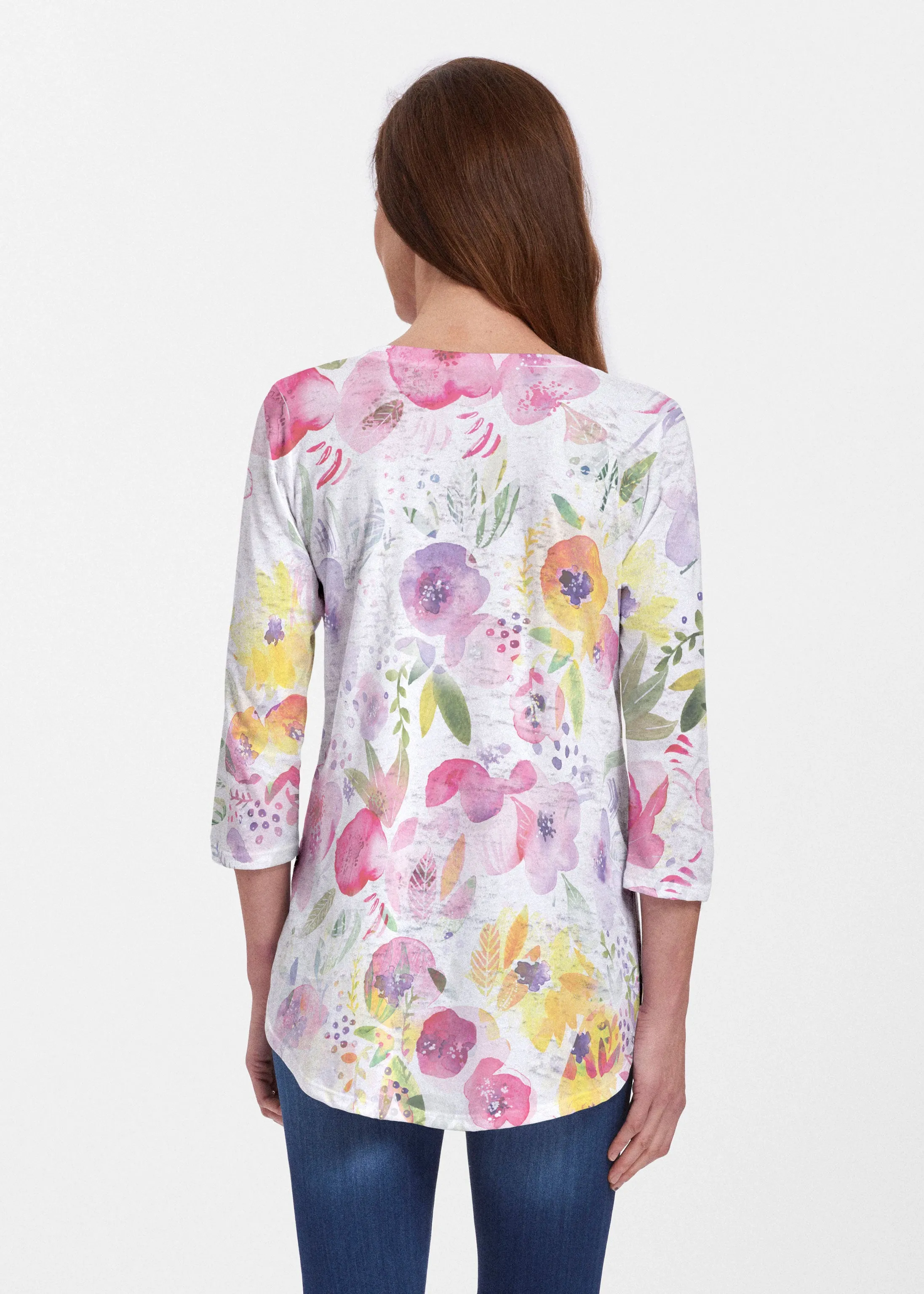 Spring Crush Pink (16061) ~ Signature V-neck Flowy Tunic