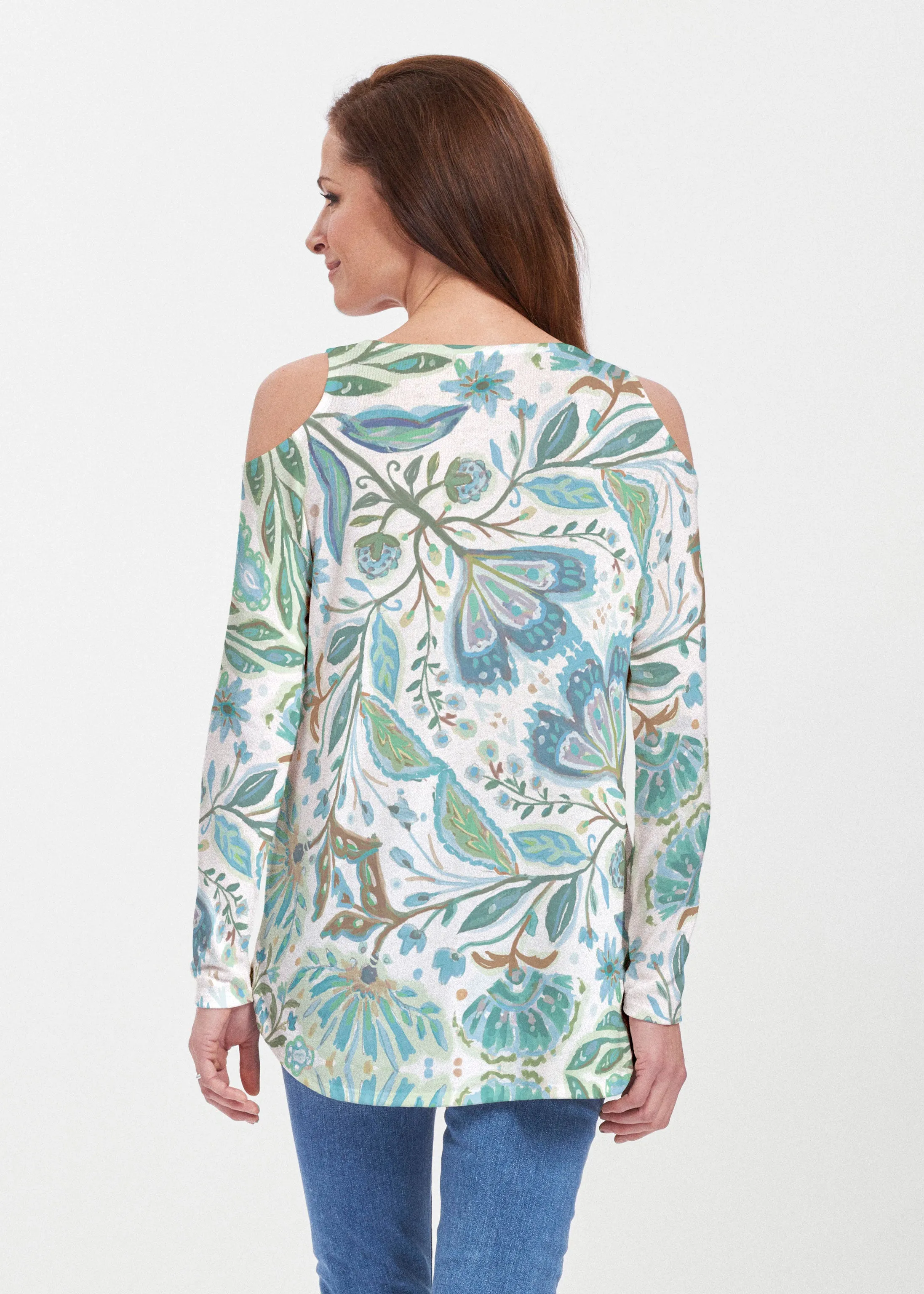 Spring Fantasy Green (17172) ~ Butterknit Cold Shoulder Tunic