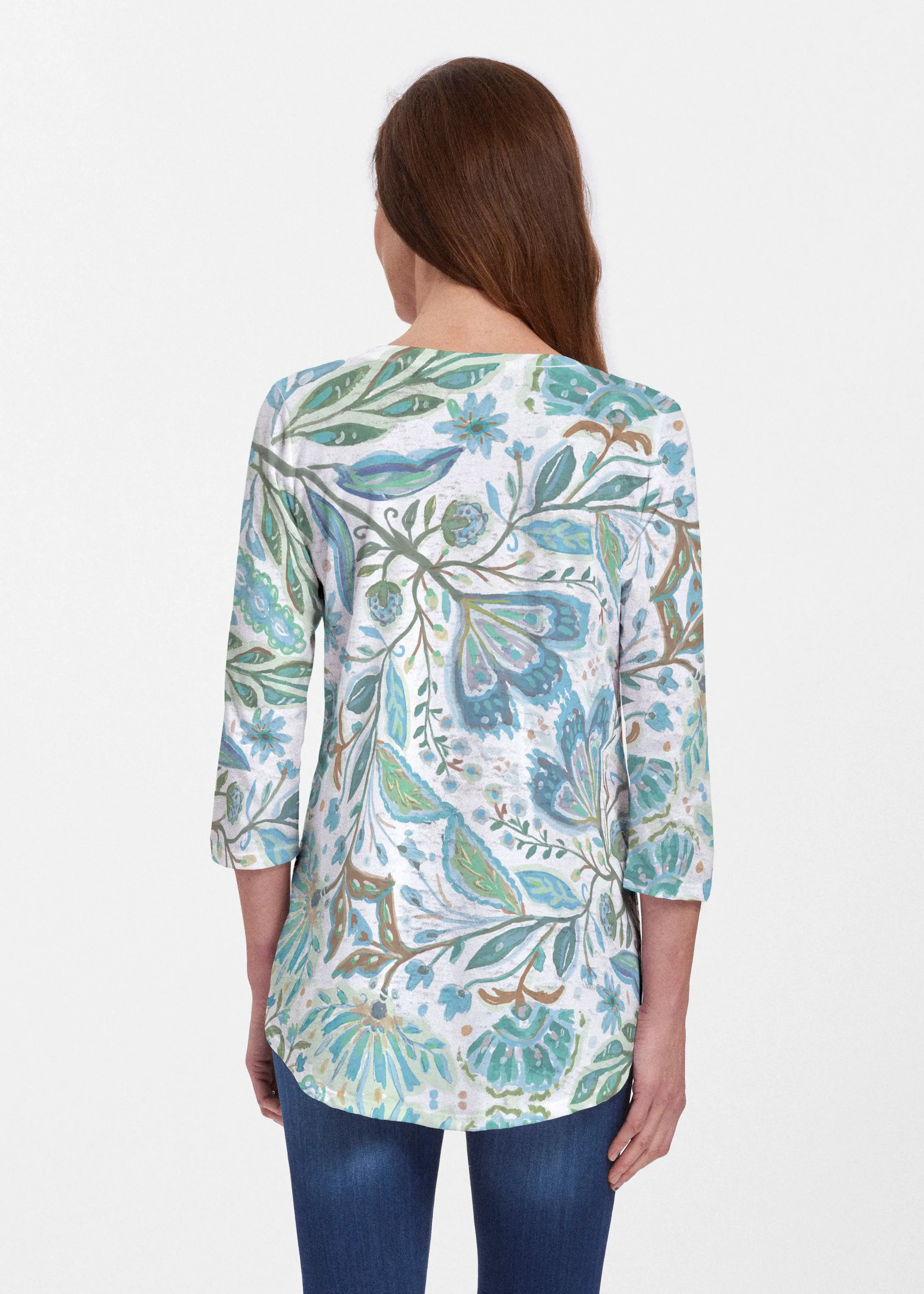 Spring Fantasy Green (17172) ~ Signature V-neck Flowy Tunic