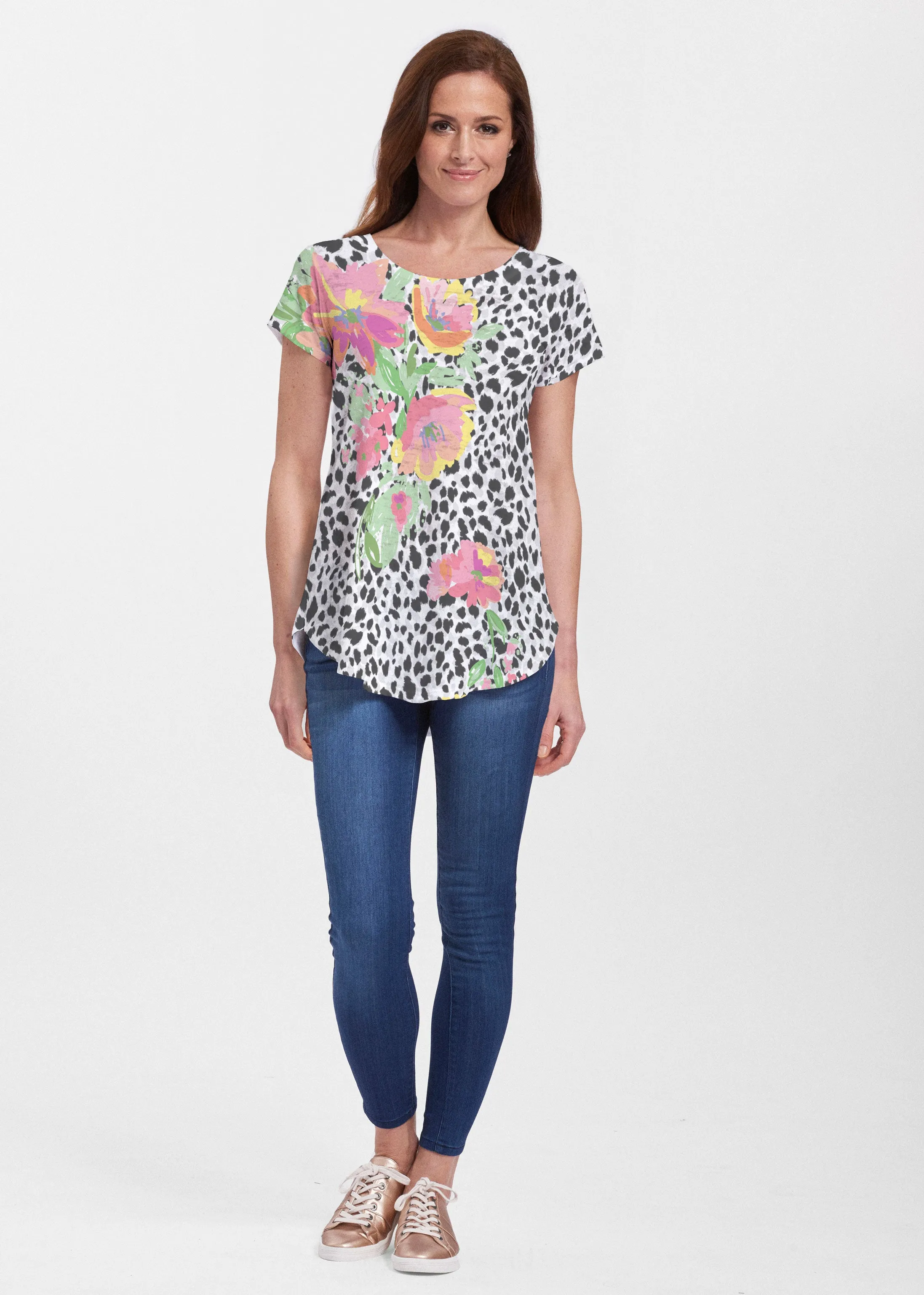 Spring Leopard (14225) ~ Signature Short Sleeve Scoop Neck Flowy Tunic
