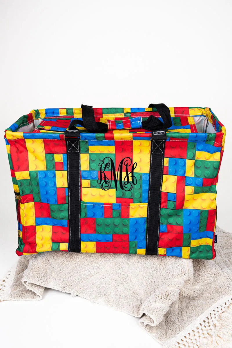 Stack 'Em Up Collapsible Double Haul-It-All Basket with Mesh Pockets and Lid