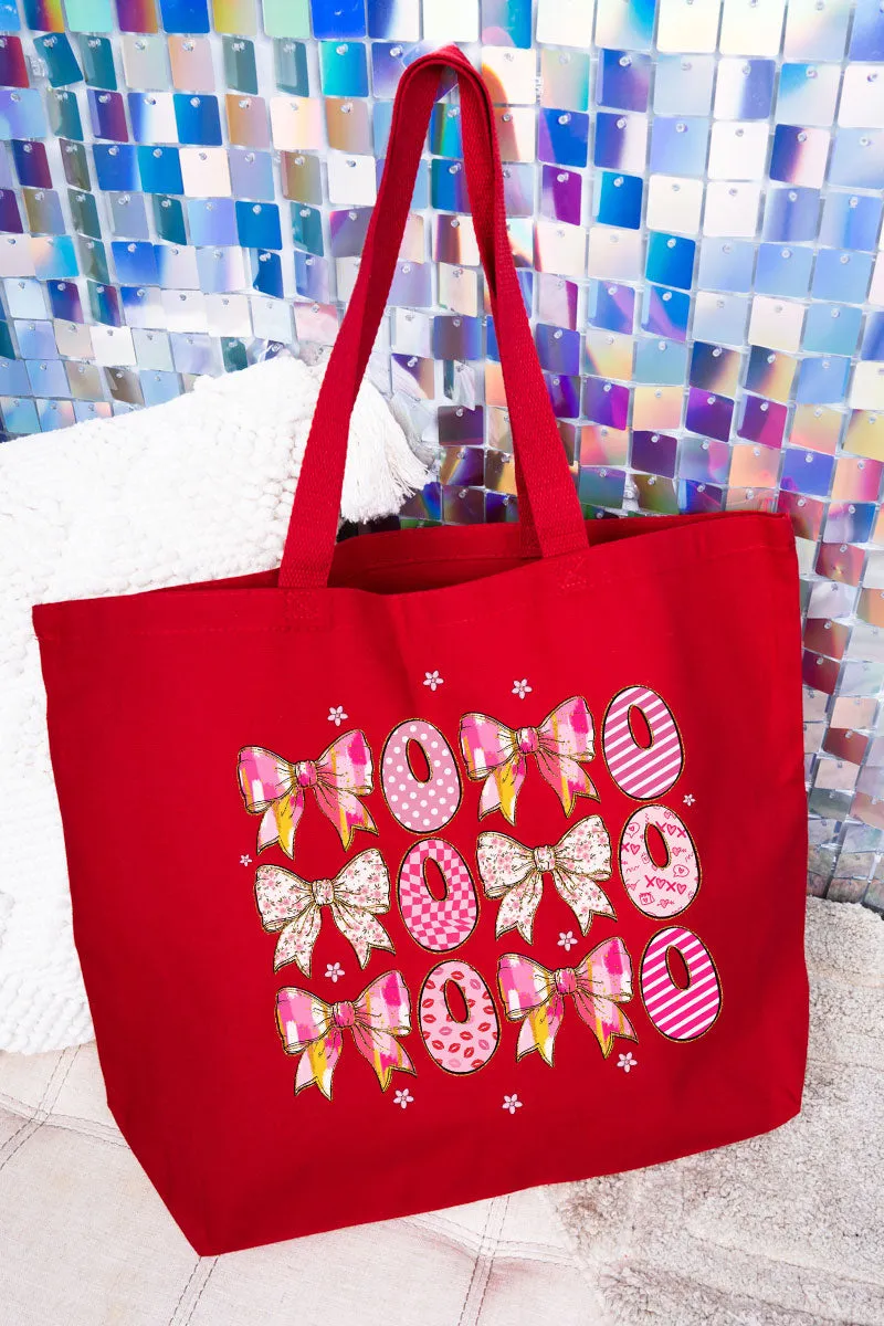 Stacked Coquette XOXO Canvas Jumbo Tote