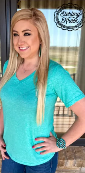 Sterling Kreek Simple Sterling Turquoise V-Neck Top