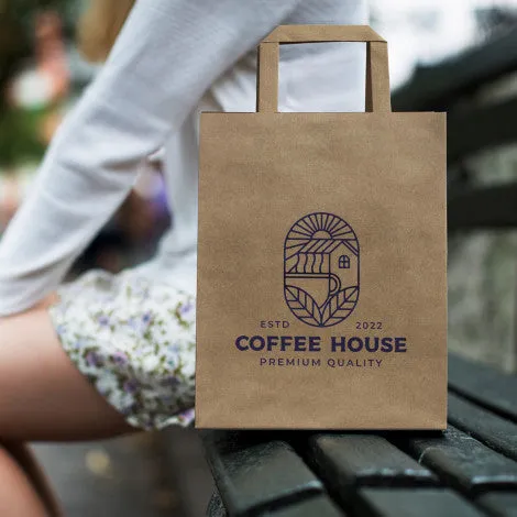 Stock Kraft Flat Handle Paper Bag Portrait-Medium (SKP-09T)