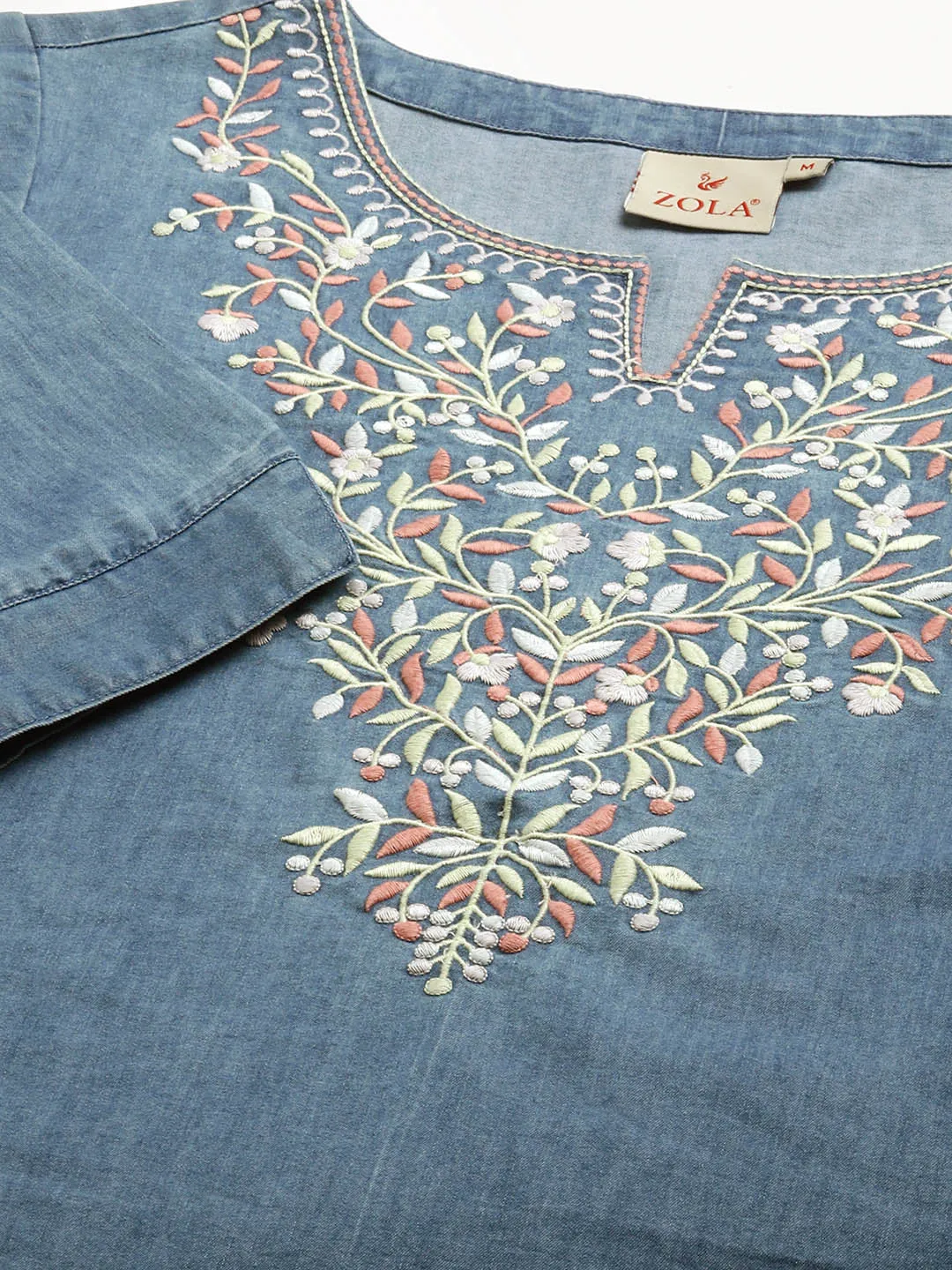 Stone Round Neck Straight Denim Tunic for Women Online - Zola