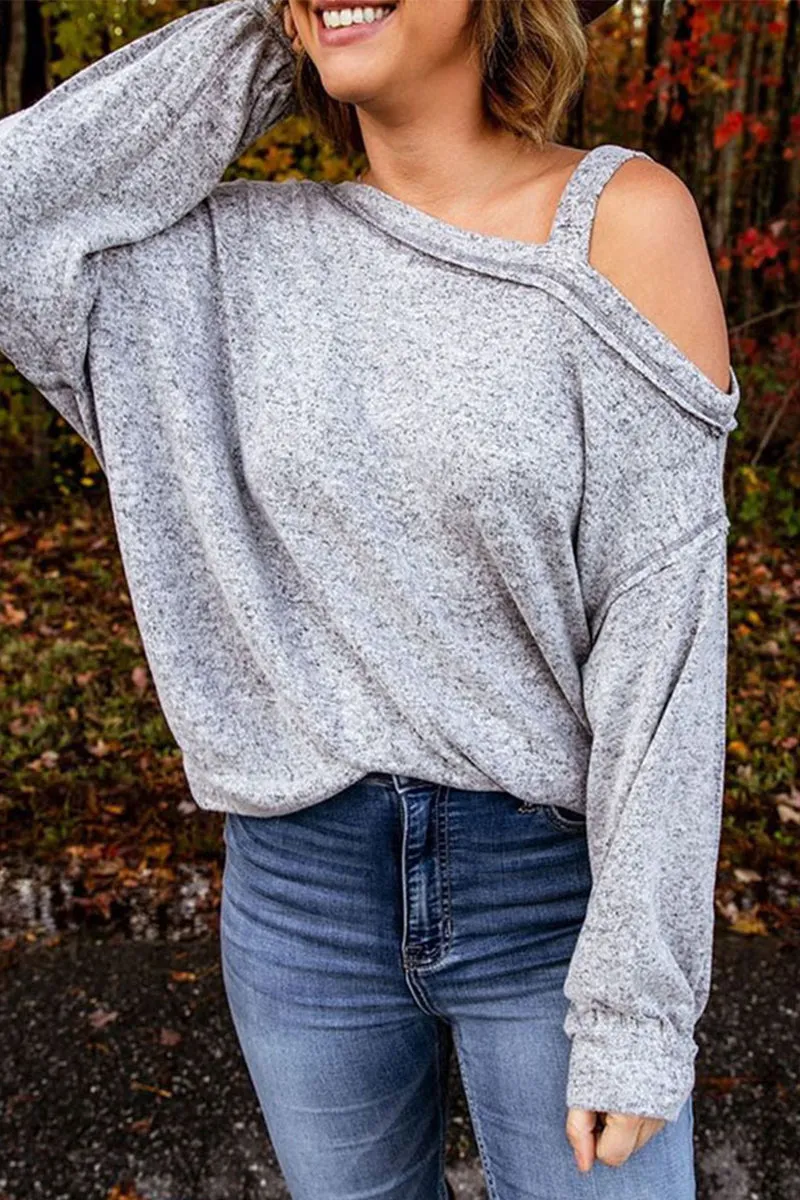 Street Solid Patchwork O Neck Tops
