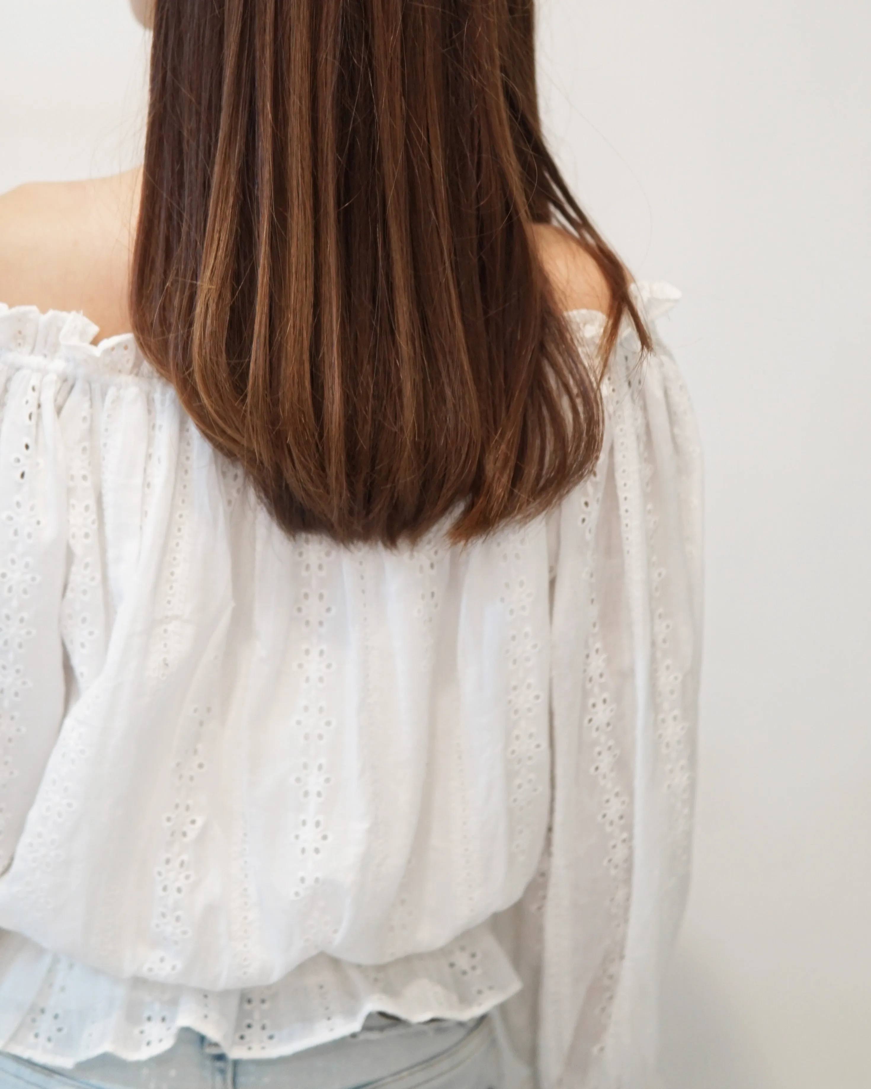 Striped Eyelet Off-the-Shoulder Top