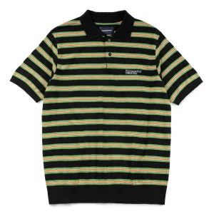 Striped Knit Polo | Black