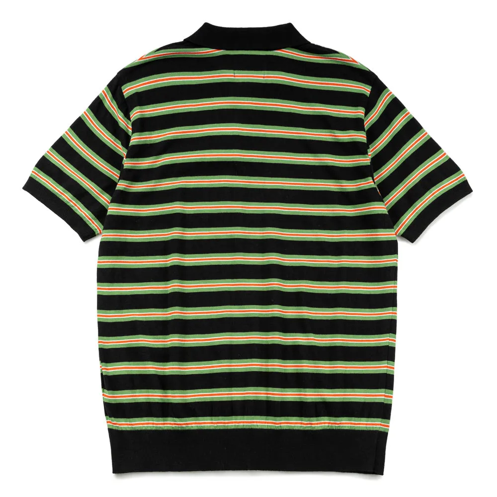 Striped Knit Polo | Black