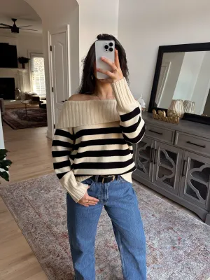 Striped Off-Shoulder Sweater