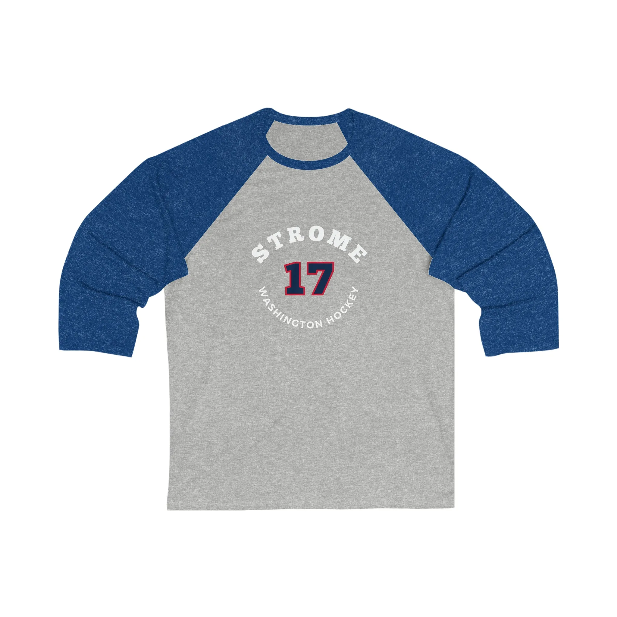 Strome 17 Washington Hockey Number Arch Design Unisex Tri-Blend 3/4 Sleeve Raglan Baseball Shirt