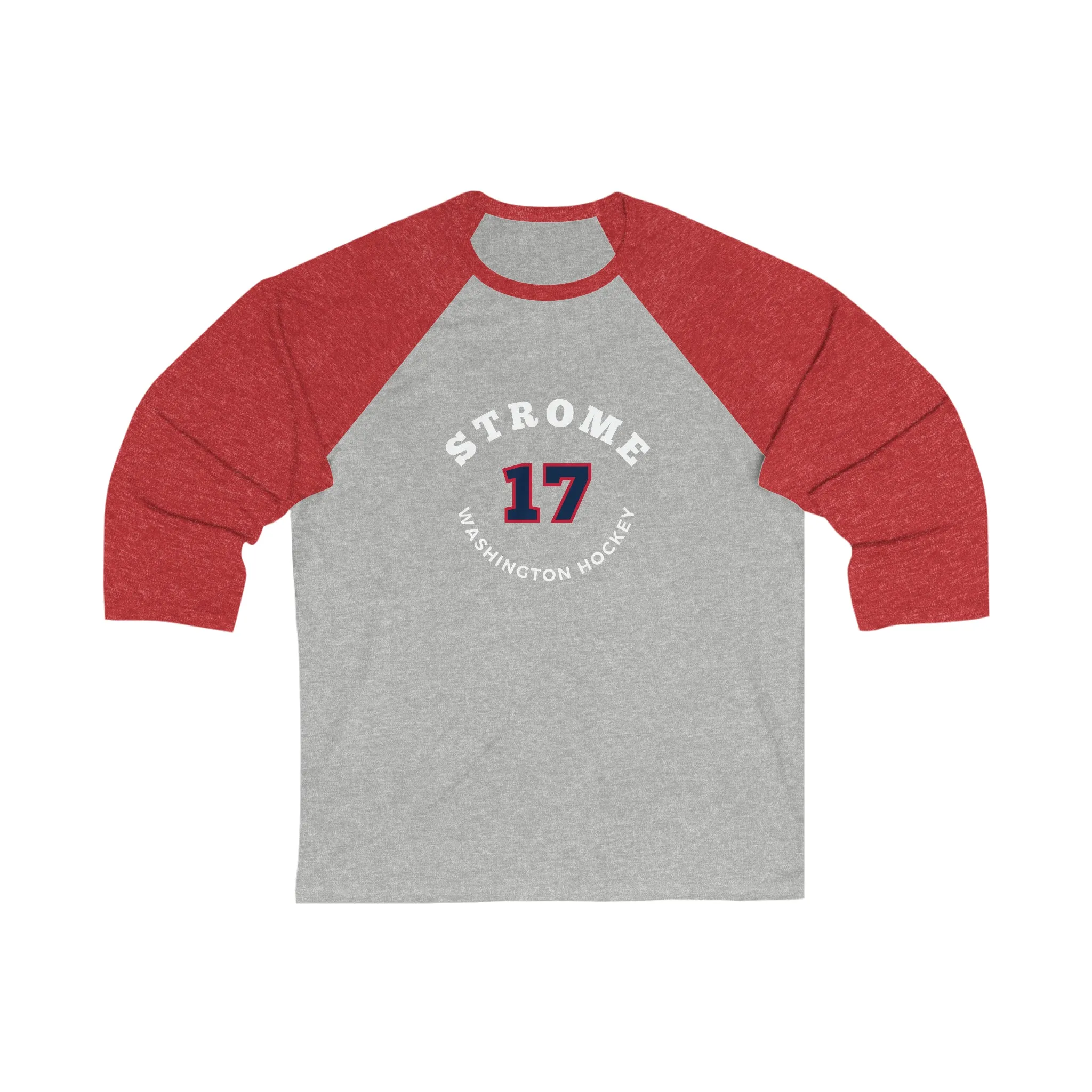 Strome 17 Washington Hockey Number Arch Design Unisex Tri-Blend 3/4 Sleeve Raglan Baseball Shirt
