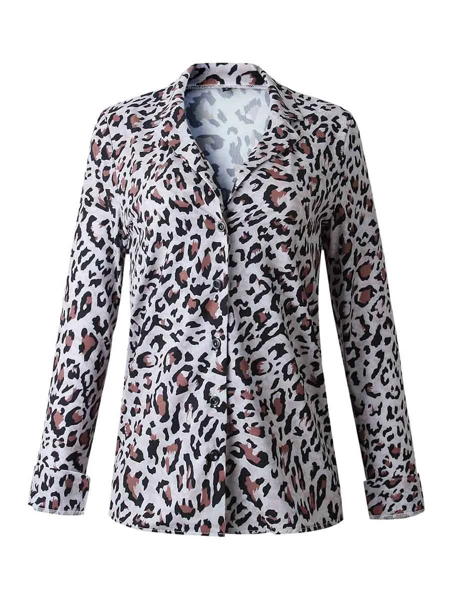 Stunncal Leopard Print Long Sleeve Shirt