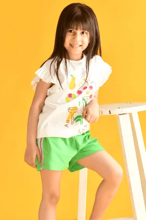SUMMER ARTIST GREEN SHORTS D SET - WHITE/GREEN
