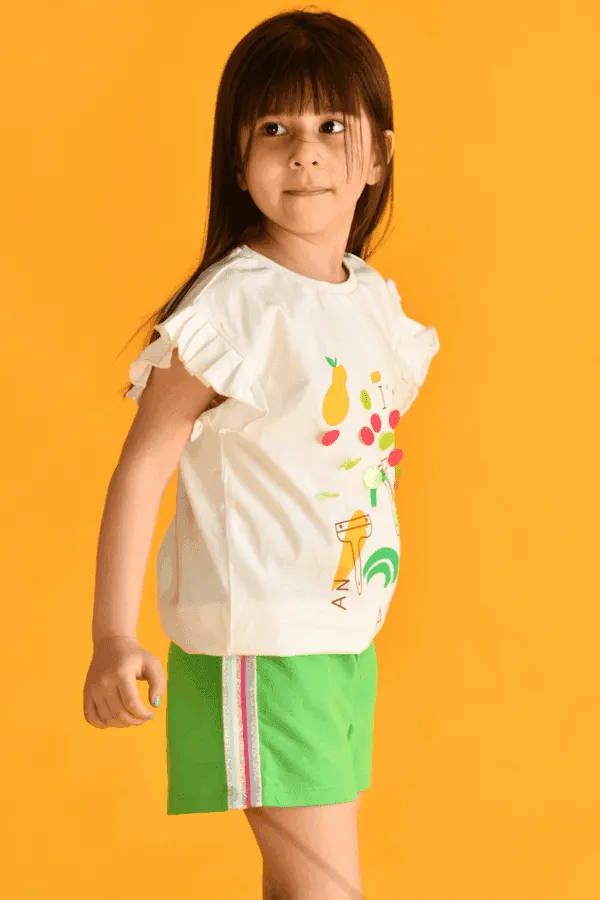 SUMMER ARTIST GREEN SHORTS D SET - WHITE/GREEN