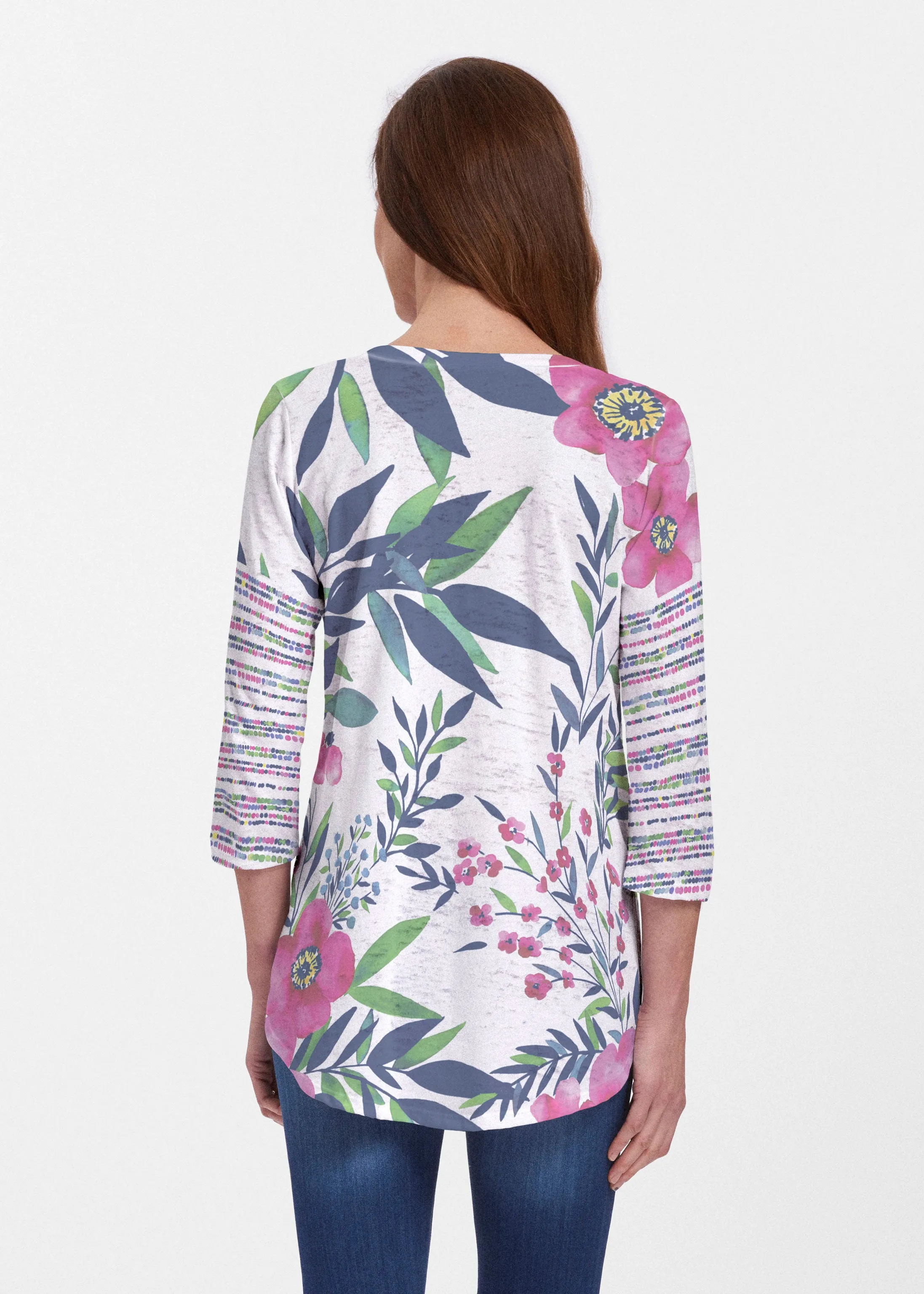 Summer Floral (13423) ~ Signature V-neck Flowy Tunic