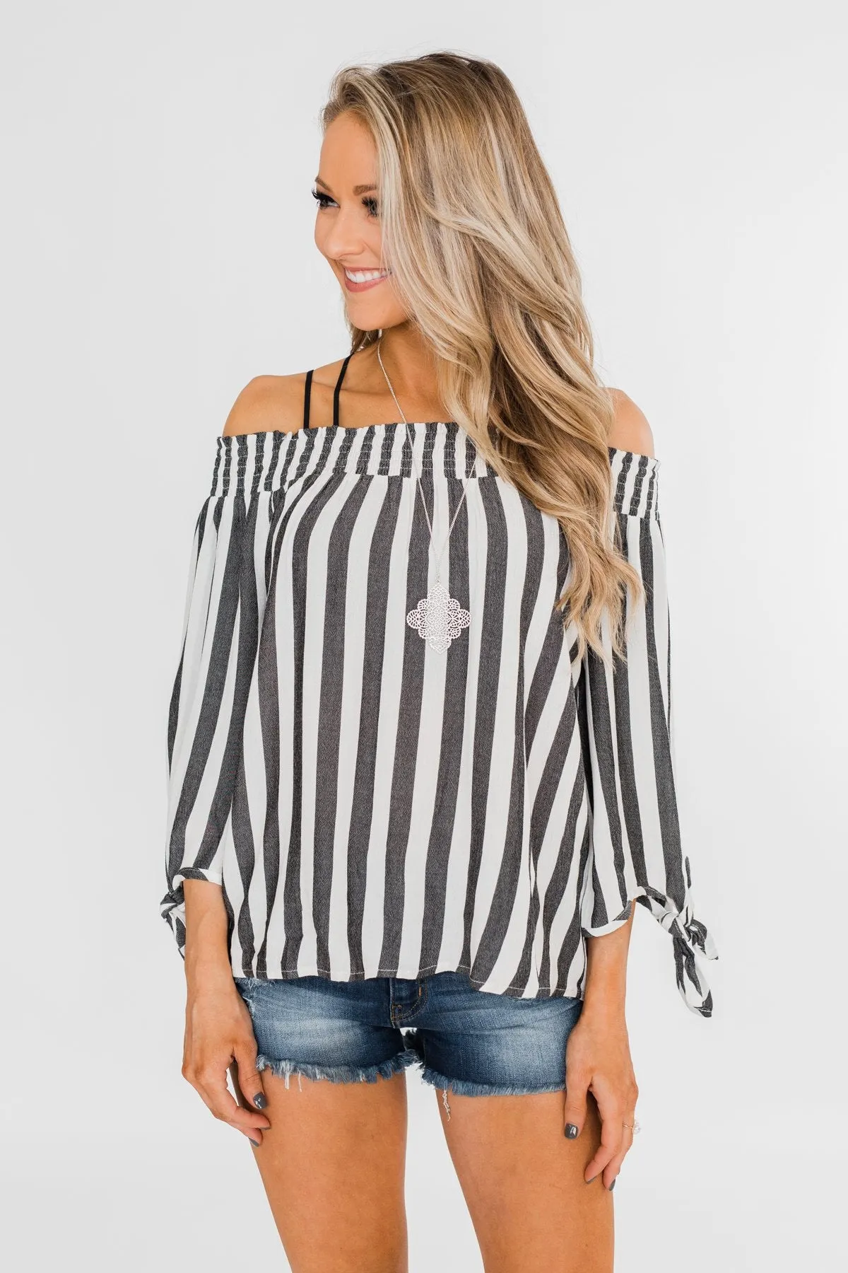 Summer On You Off the Shoulder Top- Black