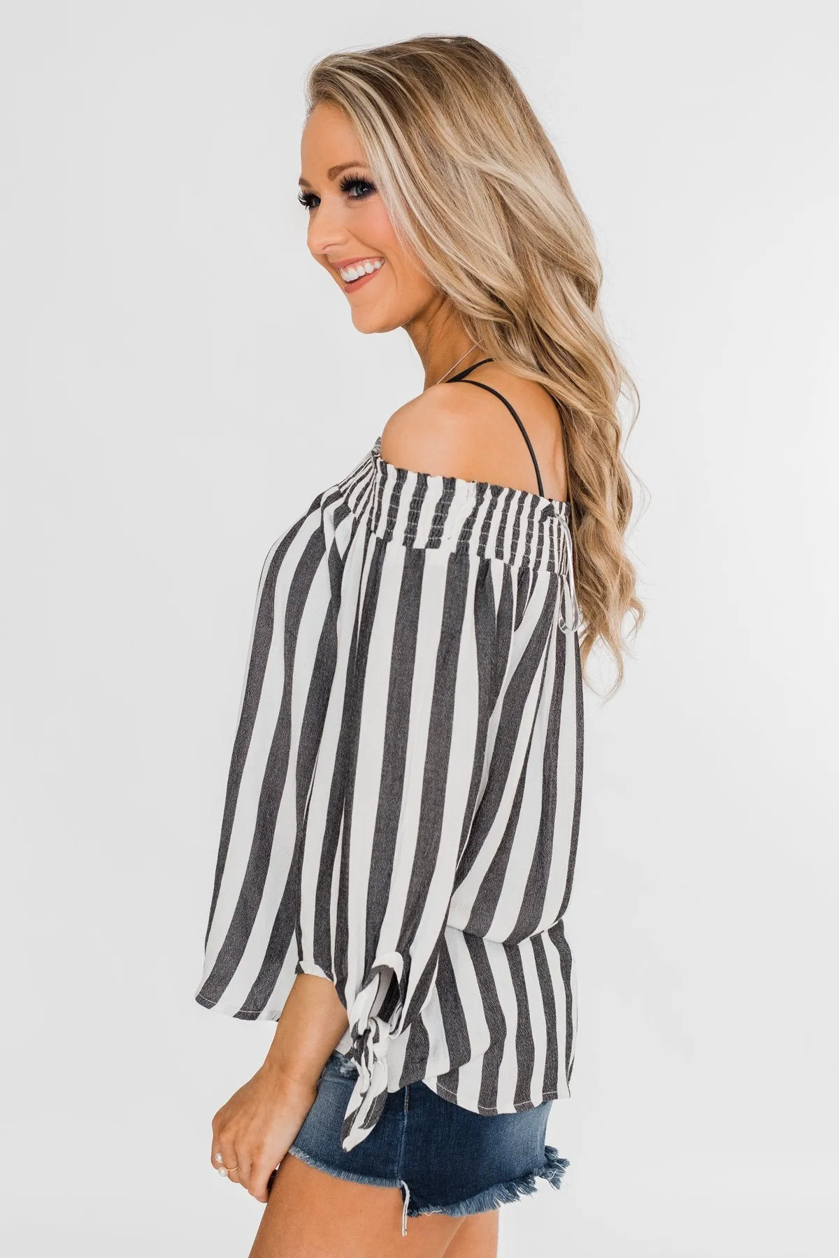 Summer On You Off the Shoulder Top- Black