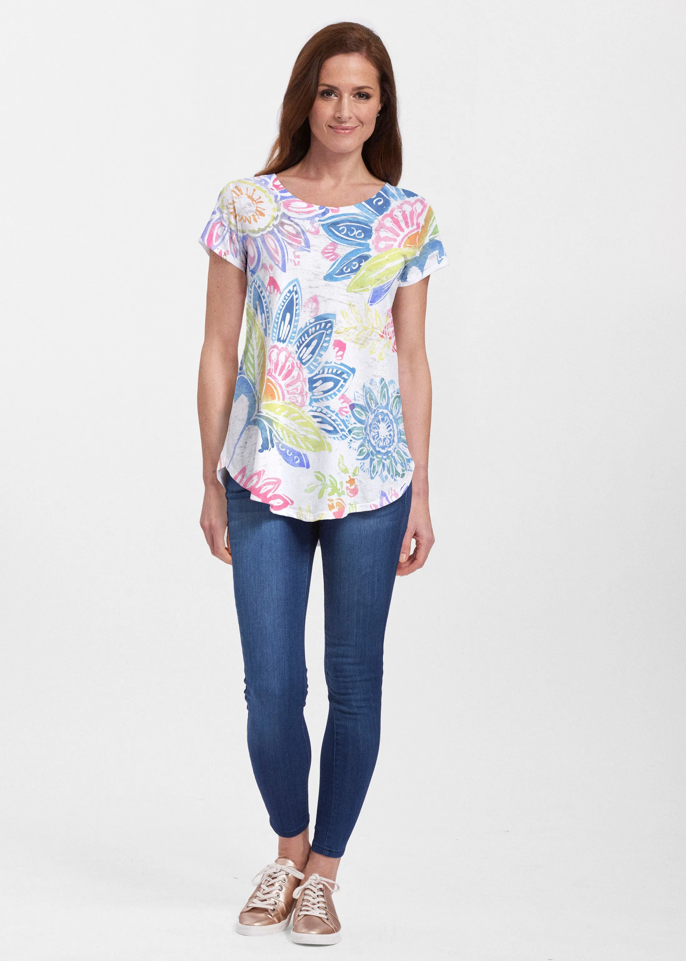 Summertime (13421) ~ Signature Short Sleeve Scoop Neck Flowy Tunic
