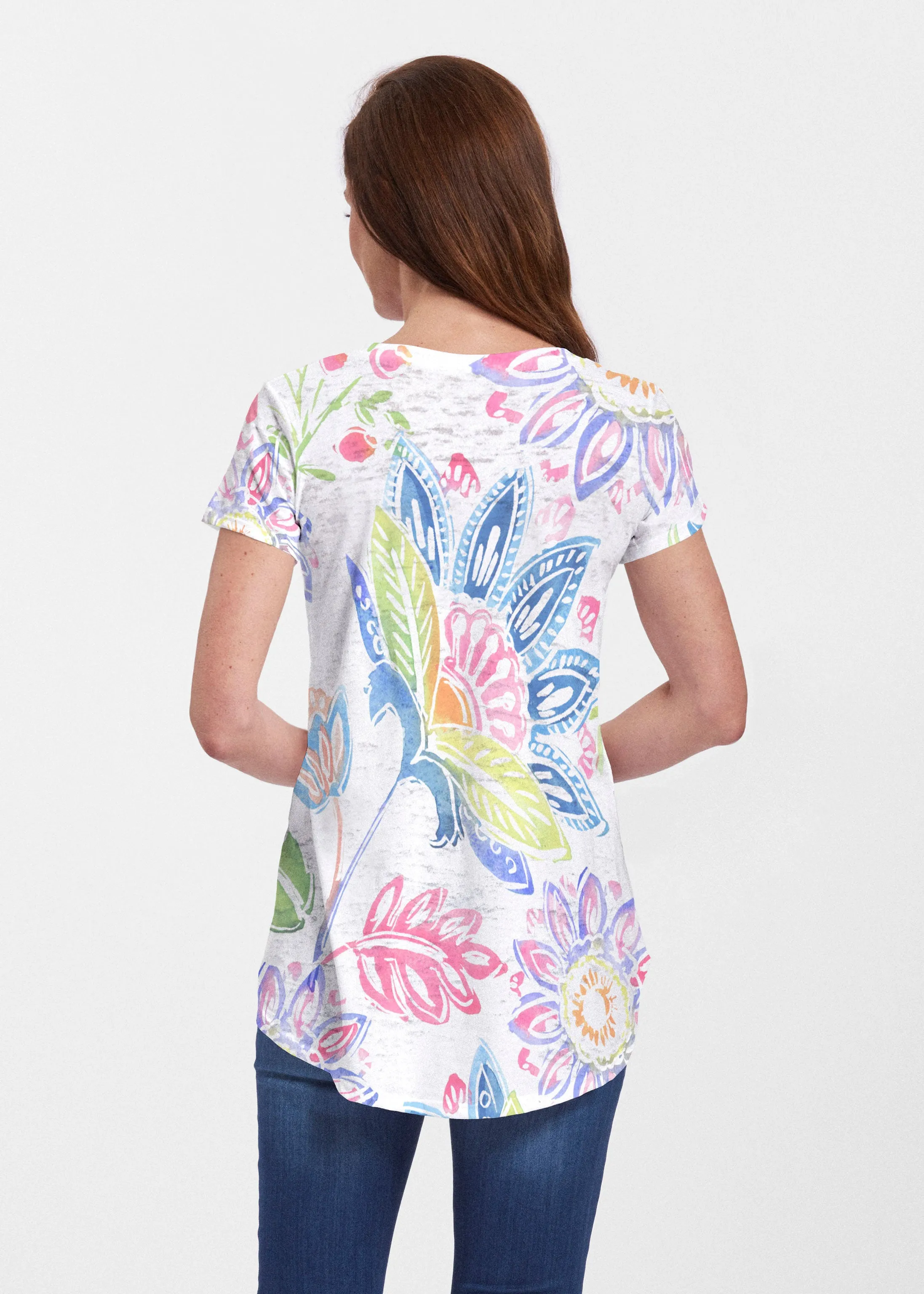 Summertime (13421) ~ Signature Short Sleeve Scoop Neck Flowy Tunic