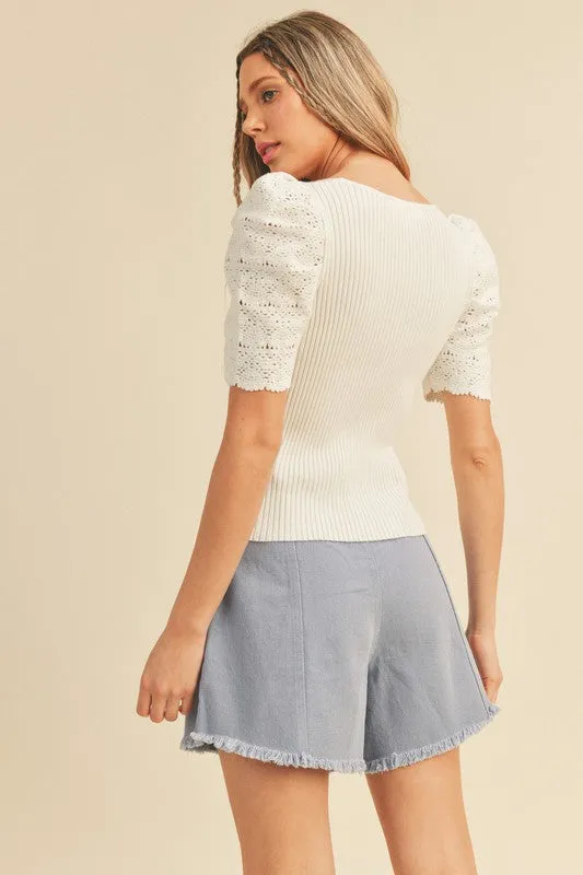 Sundae Crochet Sleeve Top