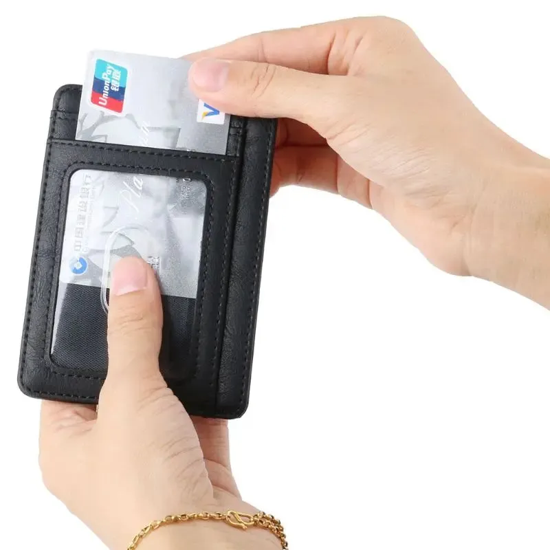 Super Thin RFID Blocking Leather Business Card Wallet