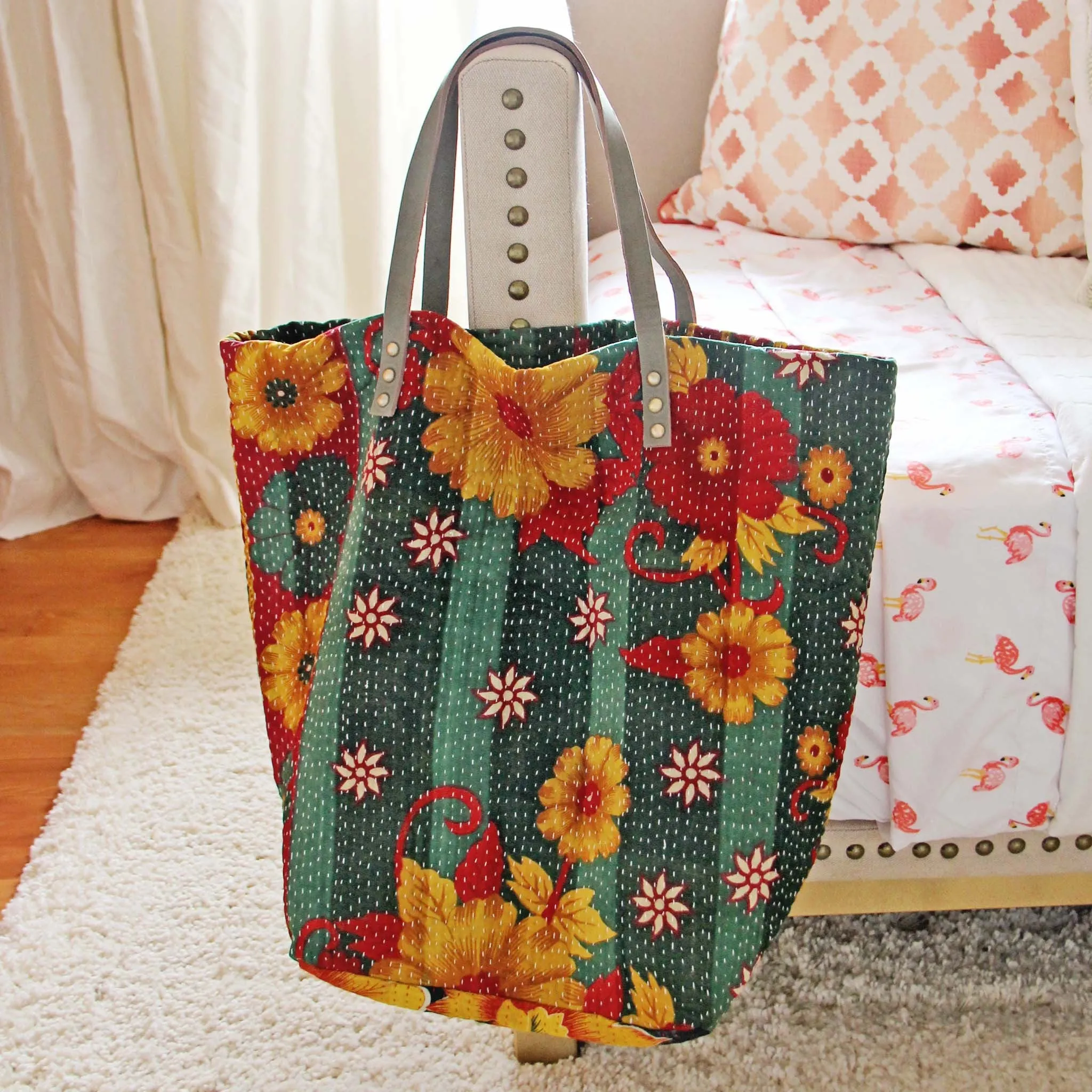Sweet Stitch Tote in Green