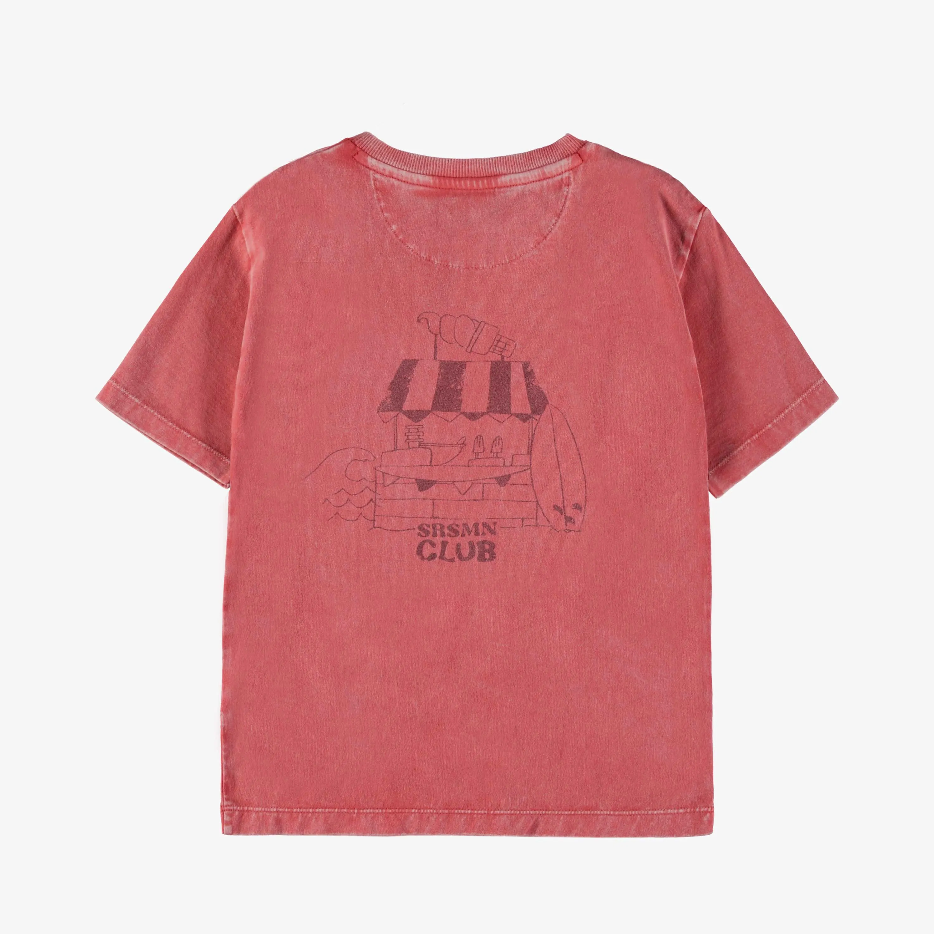 T-shirt à manches courtes rouge en coton, enfant || Red short sleeve cotton T-shirt, child