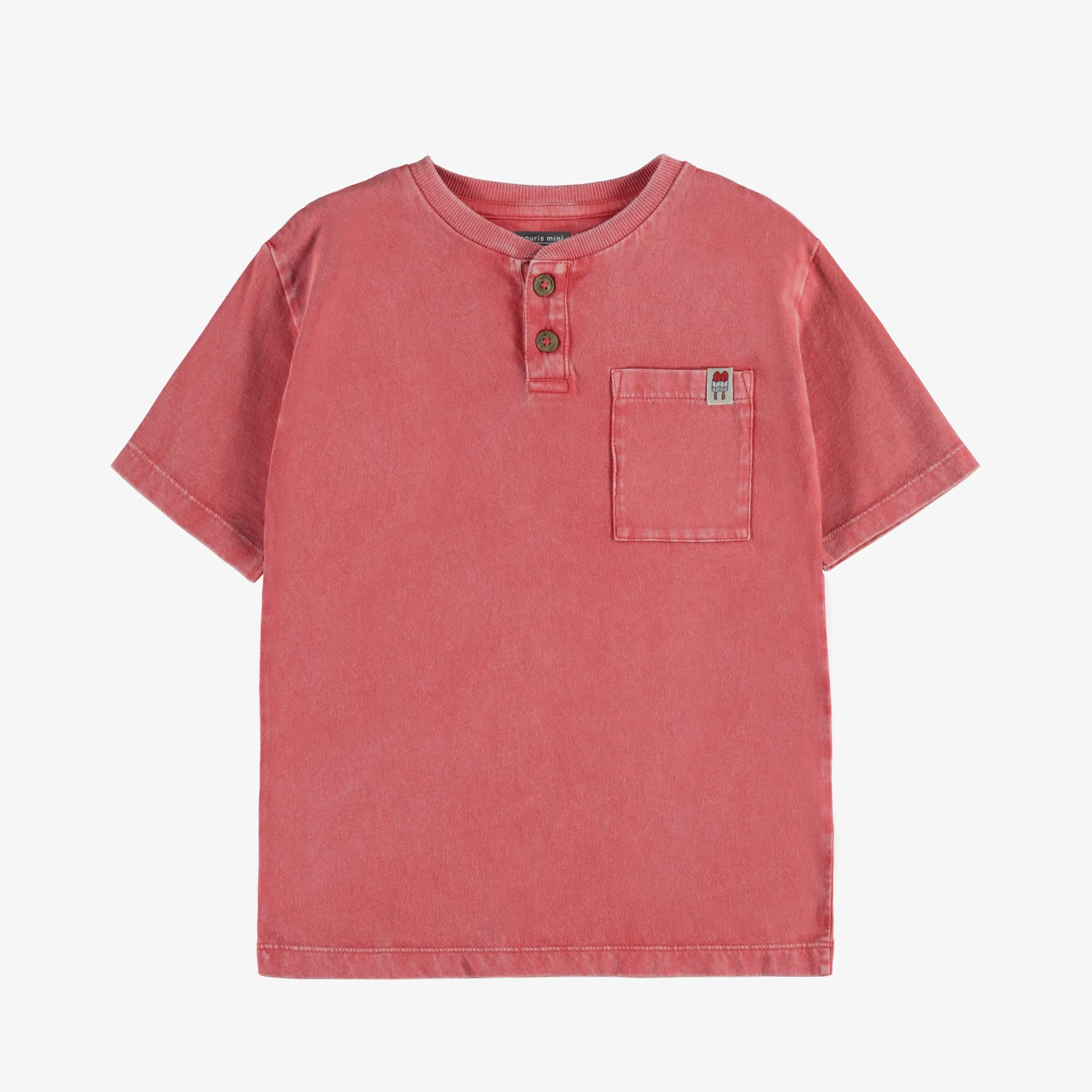 T-shirt à manches courtes rouge en coton, enfant || Red short sleeve cotton T-shirt, child