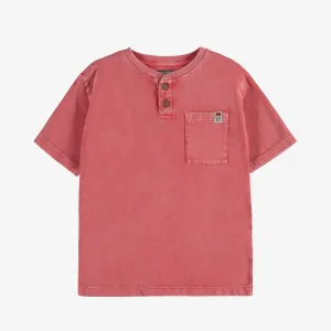 T-shirt à manches courtes rouge en coton, enfant || Red short sleeve cotton T-shirt, child