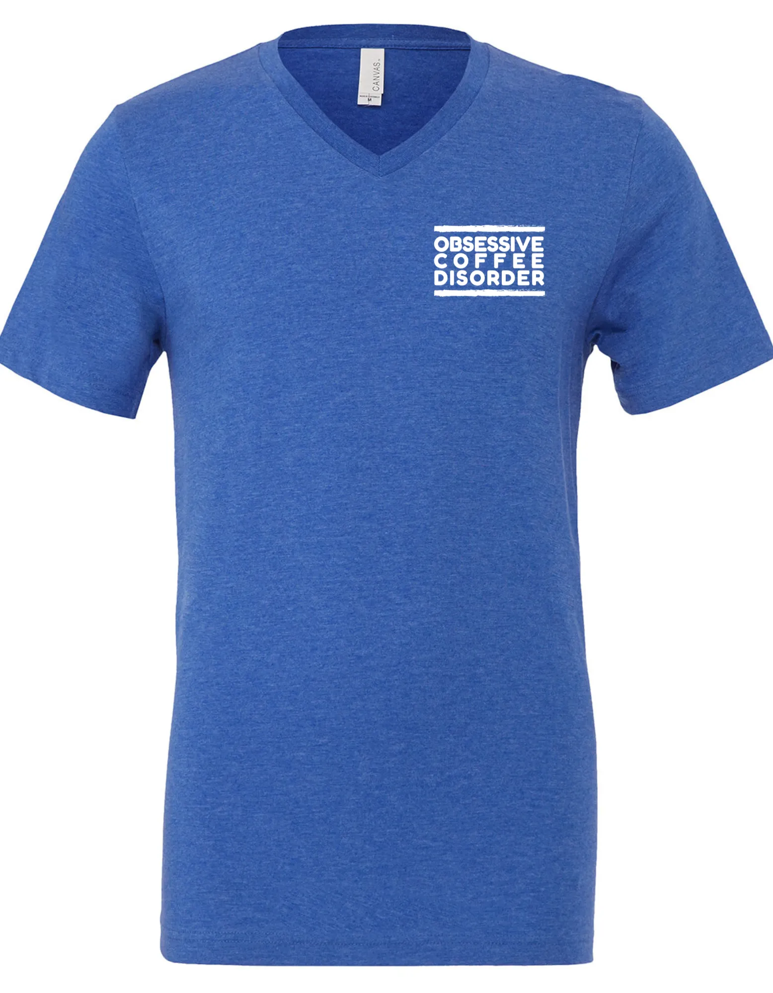T-shirt, v-neck, cotton-poly, Heather True Royal