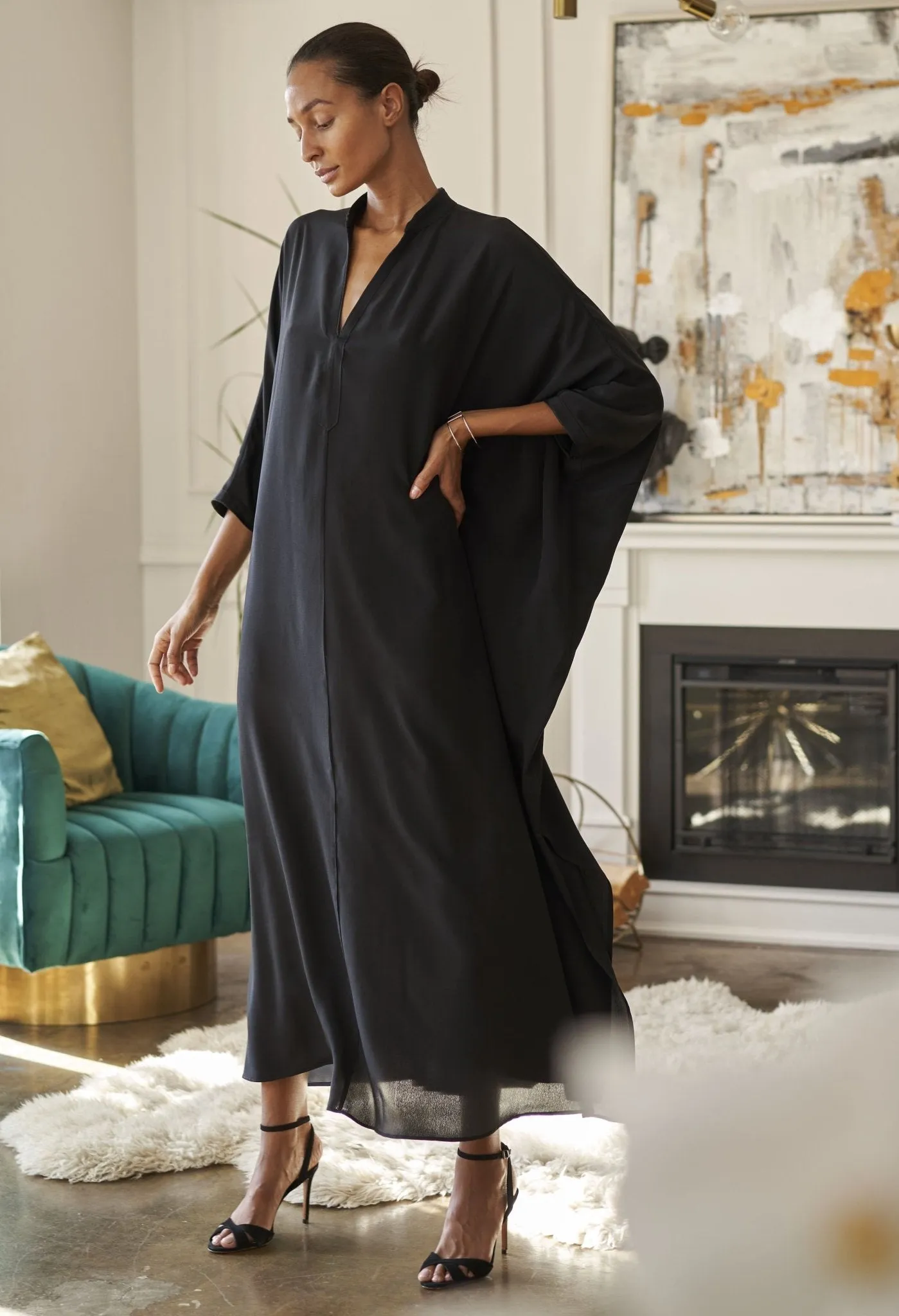 Talitha Silk Black Caftan